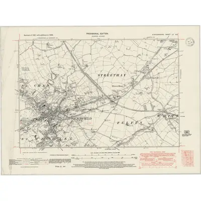 1938 Map of Staffordshire LII.SE, 1947 Print