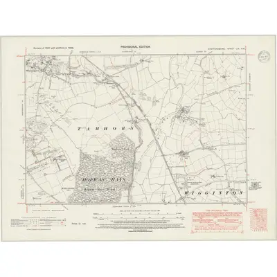 1938 Map of Staffordshire LIX.NW, 1947 Print