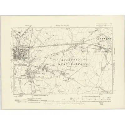 1900 Map of Staffordshire LIX.SE, 1903 Print