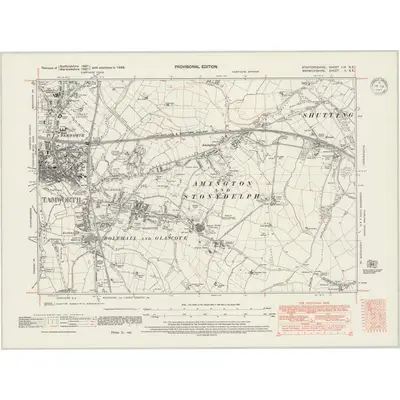 1938 Map of Staffordshire LIX.SE, 1947 Print