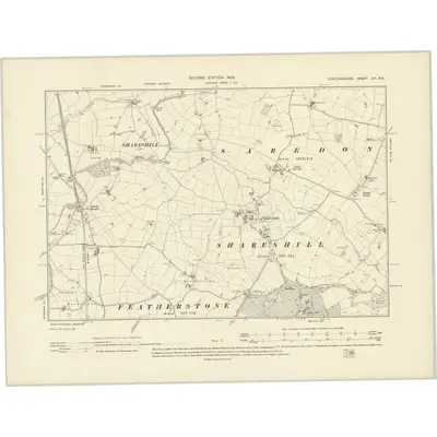 1900 Map of Staffordshire LVI.NE, 1902 Print