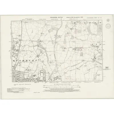 1938 Map of Staffordshire LVI.SE, 1944 Print