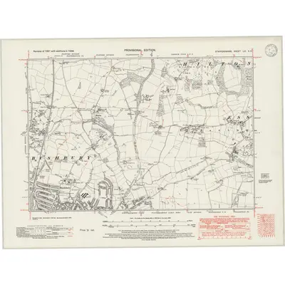 1938 Map of Staffordshire LVI.SE, 1946 Print