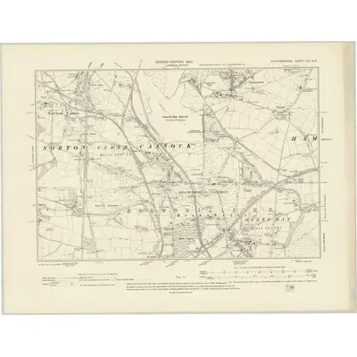 1900 Map of Staffordshire LVII.NE, 1903 Print