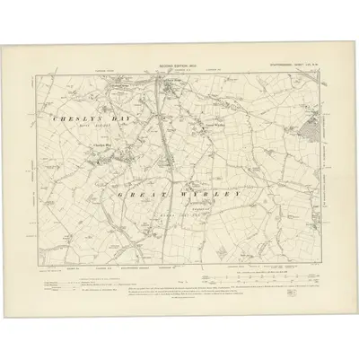 1900 Map of Staffordshire LVII.NW, 1903 Print