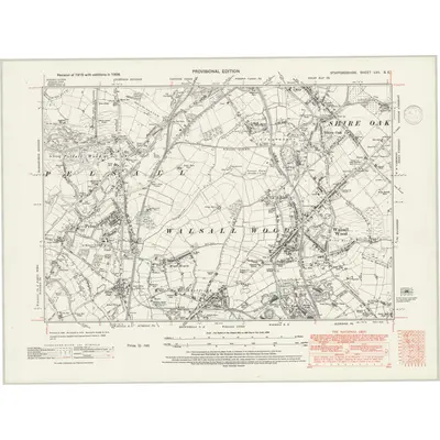 1938 Map of Staffordshire LVII.SE, 1947 Print
