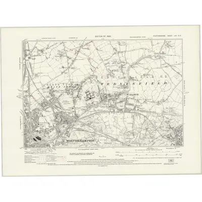 1919 Map of Staffordshire LXII.NE, 1931 Print