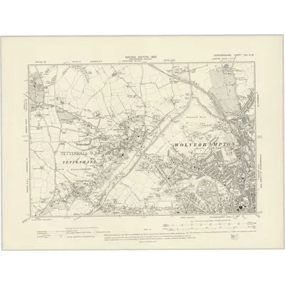 1900 Map of Staffordshire LXII.NW, 1903 Print