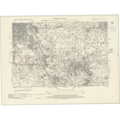 1938 Map of Staffordshire LXII.SE, 1945 Print