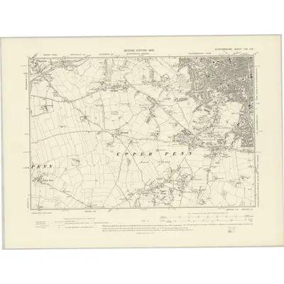 1900 Map of Staffordshire LXII.SW, 1903 Print