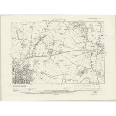 1913 Map of Staffordshire LXIII.NE, 1920 Print