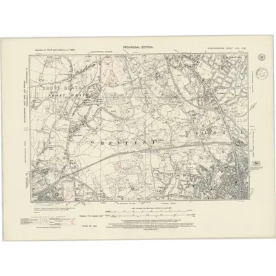 1938 Map of Staffordshire LXIII.NW, 1945 Print