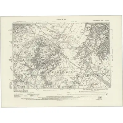 1912 Map of Staffordshire LXIII.SW, 1920 Print