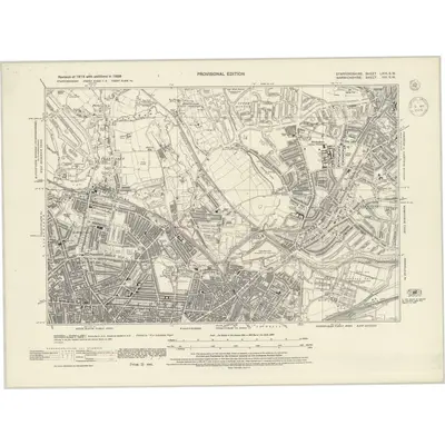1938 Map of Staffordshire LXIX.SW, 1945 Print