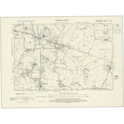 1938 Map of Staffordshire LXV.NE, 1945 Print