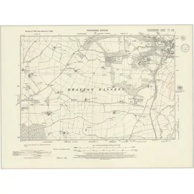 1938 Map of Staffordshire LXV.NW, 1945 Print