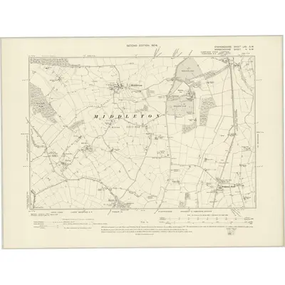 1901 Map of Staffordshire LXV.SW, 1904 Print