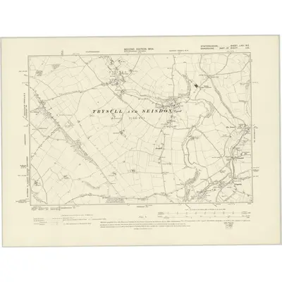 1900 Map of Staffordshire LXVI.NE, 1904 Print