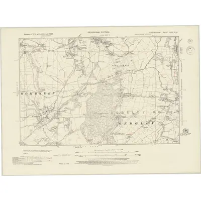 1938 Map of Staffordshire LXVII.NW, 1944 Print