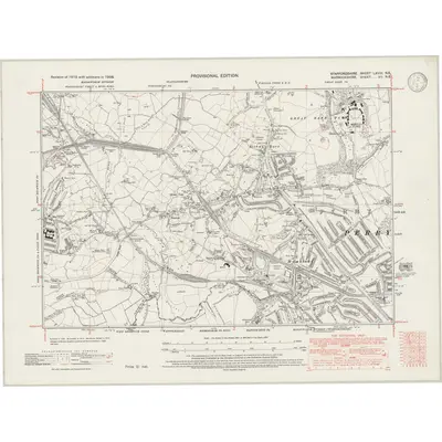1938 Map of Staffordshire LXVIII.NE, 1946 Print