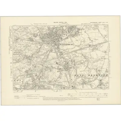 1901 Map of Staffordshire LXVIII.NW, 1904 Print