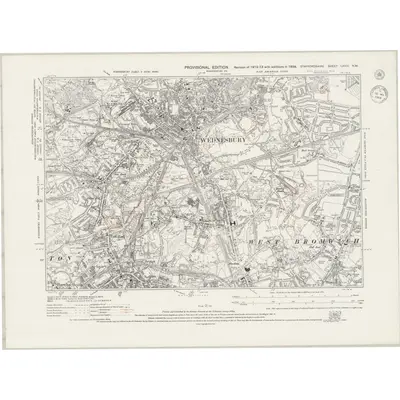 1938 Map of Staffordshire LXVIII.NW, 1944 Print