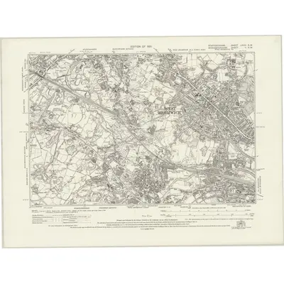 1913 Map of Staffordshire LXVIII.SW, 1921 Print