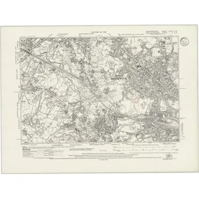 1913 Map of Staffordshire LXVIII.SW, 1934 Print
