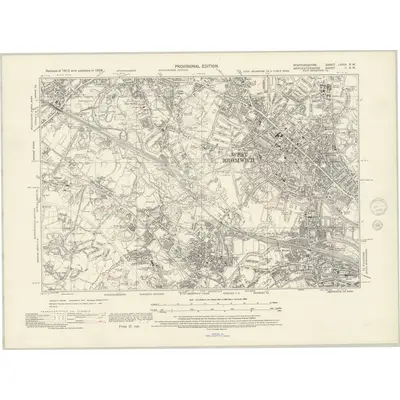 1938 Map of Staffordshire LXVIII.SW, 1945 Print