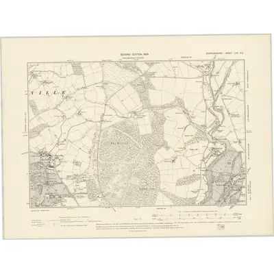 1900 Map of Staffordshire LXX.NE, 1903 Print