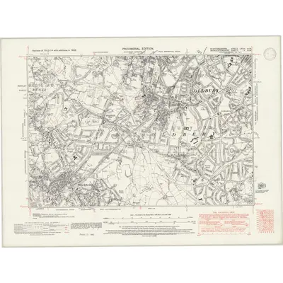 1938 Map of Staffordshire LXXII.NW, 1946 Print