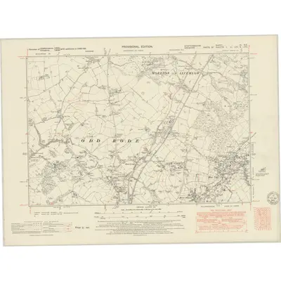 1945 Map of Staffordshire VI.NE, 1951 Print