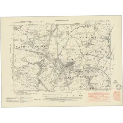 1945 Map of Staffordshire VI.SE, 1951 Print