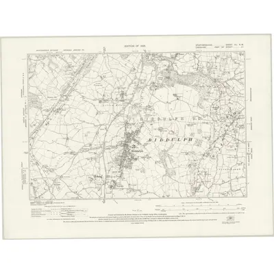 1922 Map of Staffordshire VII.NW, 1925 Print