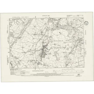 1922 Map of Staffordshire VII.NW, 1934 Print