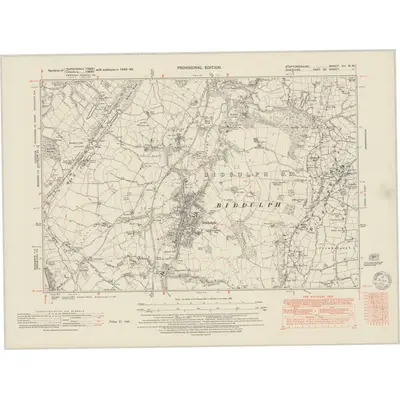 1945 Map of Staffordshire VII.NW, 1950 Print