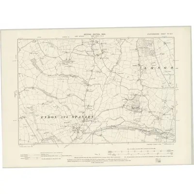 1898 Map of Staffordshire VII.SE, 1900 Print