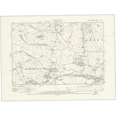 1922 Map of Staffordshire VII.SE, 1925 Print
