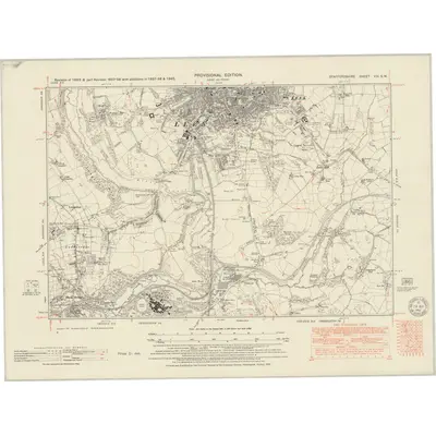 1937 Map of Staffordshire VIII.SW, 1951 Print