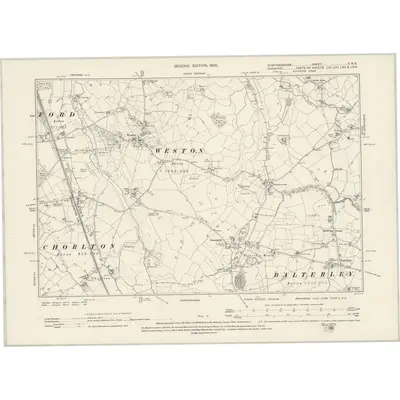1897 Map of Staffordshire X.NE, 1900 Print