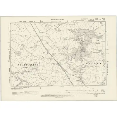 1898 Map of Staffordshire X.SE, 1900 Print