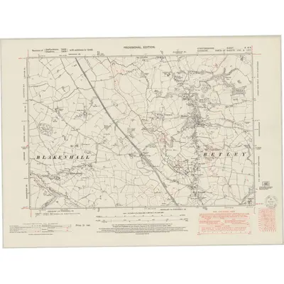 1946 Map of Staffordshire X.SE, 1950 Print