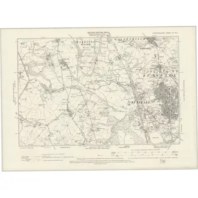 1898 Map of Staffordshire XI.NE, 1900 Print
