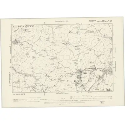 1897 Map of Staffordshire XI.NW, 1900 Print