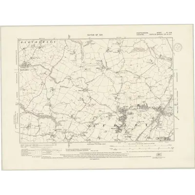 1922 Map of Staffordshire XI.NW, 1937 Print