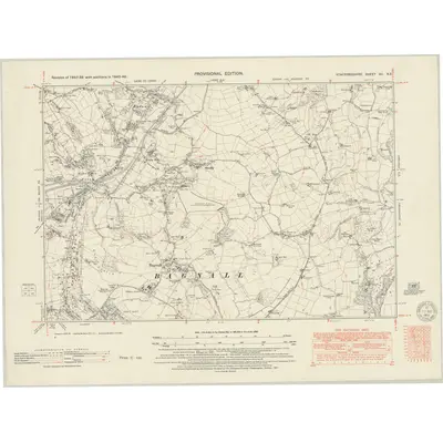 1945 Map of Staffordshire XII.NE, 1951 Print