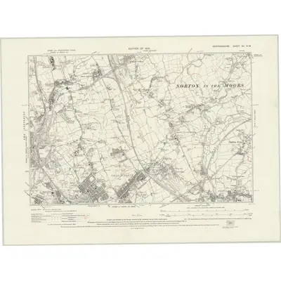 1922 Map of Staffordshire XII.NW, 1925 Print