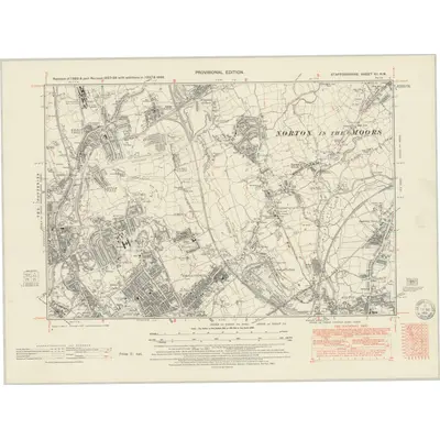 1937 Map of Staffordshire XII.NW, 1951 Print