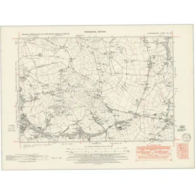 1945 Map of Staffordshire XII.SE, 1951 Print