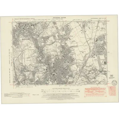 1945 Map of Staffordshire XII.SW, 1951 Print